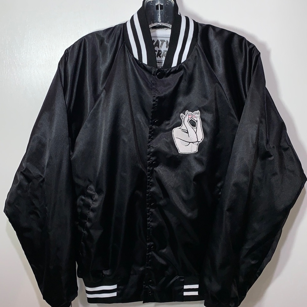 Katy Perry 2017 Dance to Distortion Tour Black Nylon Satin Varsity Jacket S